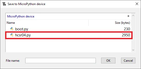 Thonny hcsr04 Datei